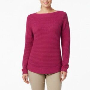 NEW Lauren Ralph Lauren Sweater Magenta Pink Textured Boatneck Pullover XSMAL